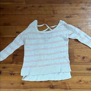 Aerie Cream and Pink Knit Sweater